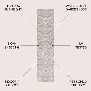 Sumak High-low Pile Neutral Diamond Kilim Area Rug
